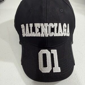 Balenciaga Black Sports Cap with White Embroidery